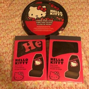 Hello kitty seat covers and steering wheel cover
